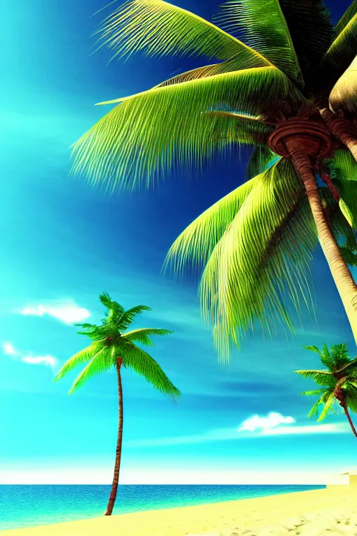 Prompt: beach, ocean, palm trees, sunshine, first person view, scenery wallpaper aesthetic, beautiful, cinematic, dramatic, super detailed and intricate, hyper realistic, 4 k render, by satoshi kon, by kentaro miura