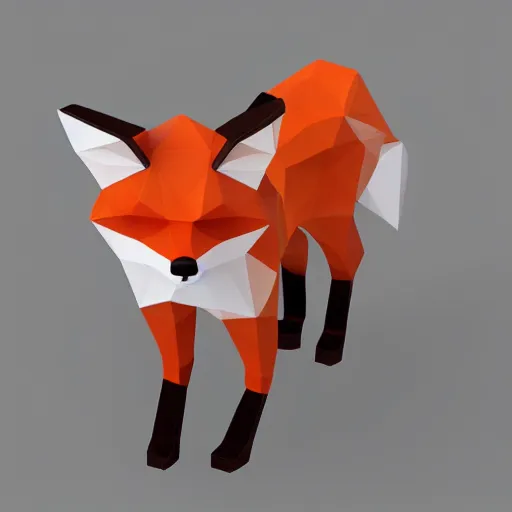 Image similar to low polygon render of a fox on a white background, isometric 3 d, ultra hd