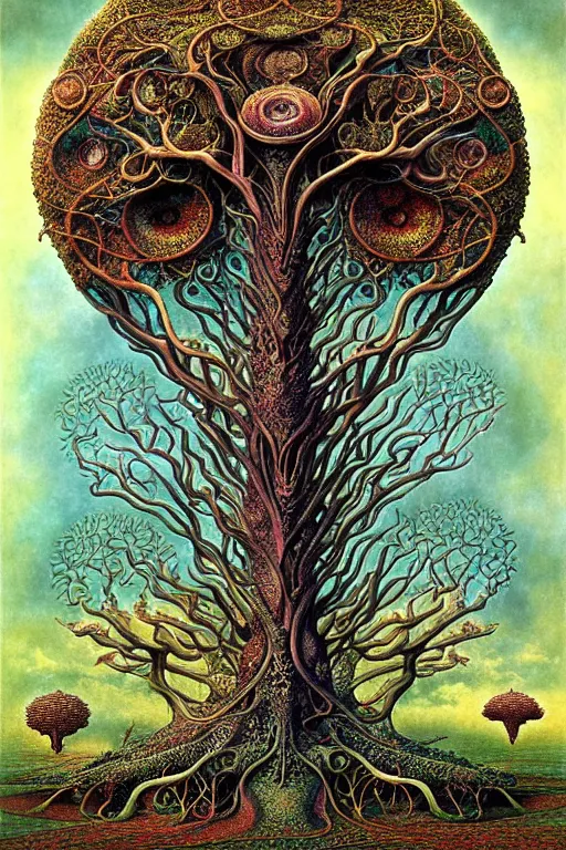 Image similar to tree of life by roger dean and andrew ferez, art forms of nature by ernst haeckel, divine chaos engine, symbolist, visionary, art nouveau, botanical fractal structures, organic, detailed, realistic, surreality