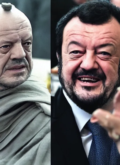 Prompt: matteo salvini as emperor palpatine of star wars, detailed photo, unreal engine, realistic, symmetrical face, detailed face