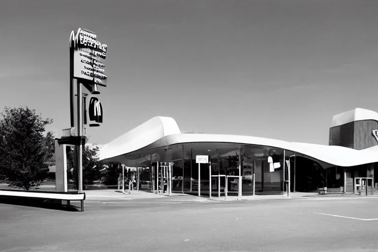 Image similar to A McDonalds designed by Dennis Oppenheim, 35m film