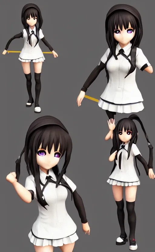 Image similar to Anime school girl figure, unreal engine, highly detailed.