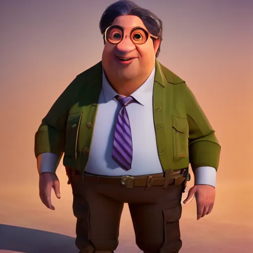 Image similar to alain chabat as a pixar disney character from up ( 2 0 0 9 ), unreal engine, octane render, 3 d render, photorealistic