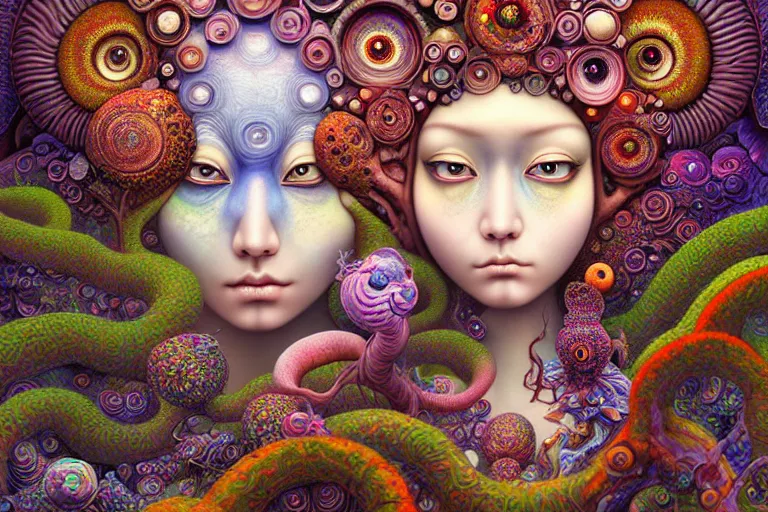 Image similar to art by yoko d'holbachie feat naoto hattori, caitlin hacket and hannah yata featuring archan nair. visionary psychedelic fineart painting. gigapixel resolution. intricate detailed. beautiful dramatic cinematic. in the style of subject zero. hyperrealistic render. dreamy blurry pastel aquarel background.