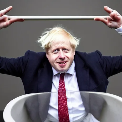 Image similar to Boris Johnson in a bathtub full of beans