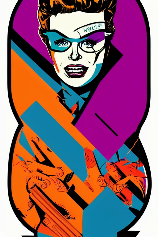 Image similar to crazy mad woman, 7 6 retro futurist illustration art by butcher billy, sticker, colorful, illustration, highly detailed, simple, smooth and clean vector curves, no jagged lines, vector art, smooth andy warhol style