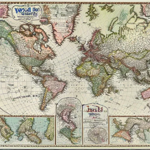 Prompt: highly detailed map of the world