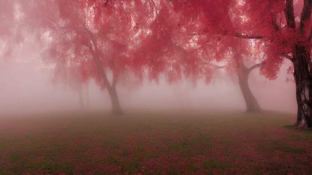 Image similar to an ancient city! lost in time!! fog! red haze! photography! realistic!!