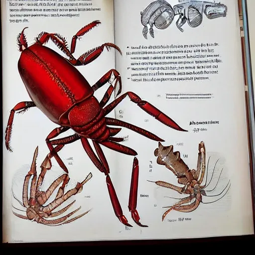 Prompt: a giant lobster with a scorpion tail illustrated, anatomy, biology textbook