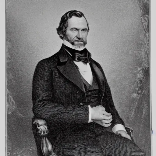 Prompt: Official Portrait of the United States President, 1868, he is a white male from Vermont