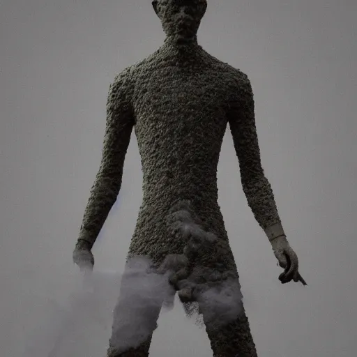 Image similar to man made of smoke simulation smoke particles octane render houdini