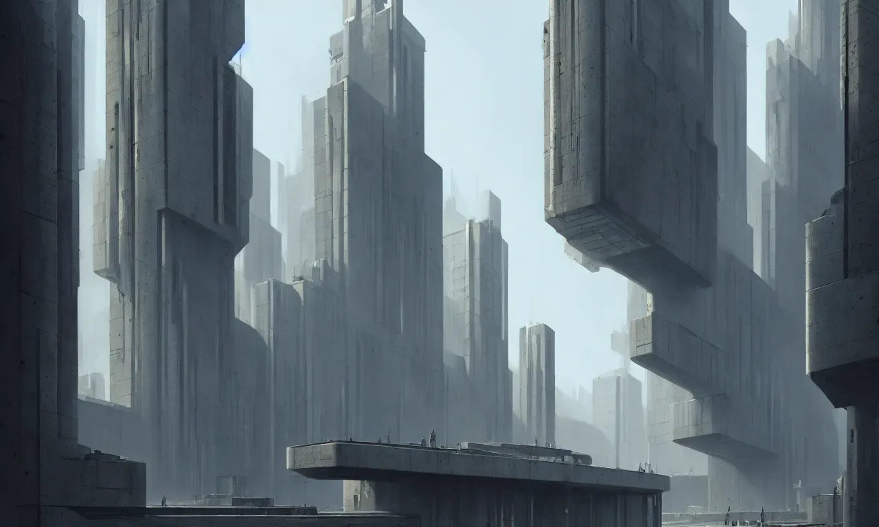 Image similar to brutalist architecture, raphael lacoste, eddie mendoza, alex ross, concept art, matte painting, highly detailed, rule of thirds, dynamic lighting, cinematic, detailed, denoised, centerd