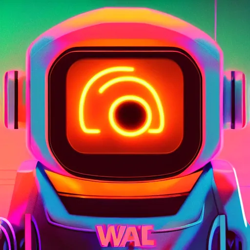 Image similar to portrait of the walle by pixar in the style of cyberpunk neon, art, colorful image, sharp focus, logo, icon, dark background, photo realistic, concept art, unreal render by michal kvac