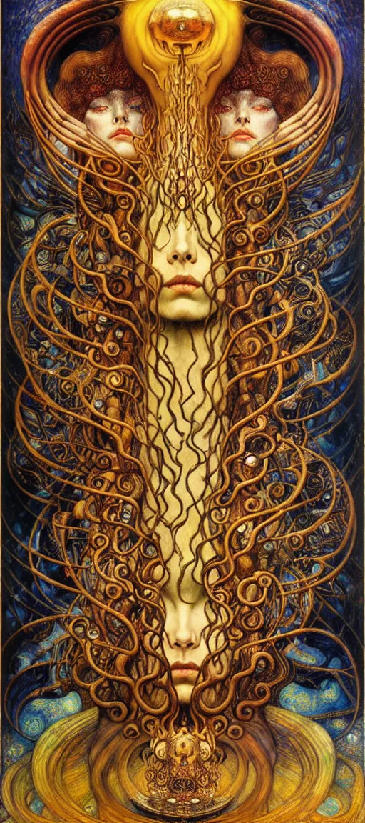 Image similar to Divine Chaos Engine by Karol Bak, Jean Delville, William Blake, Gustav Klimt, and Vincent Van Gogh, symbolist, visionary