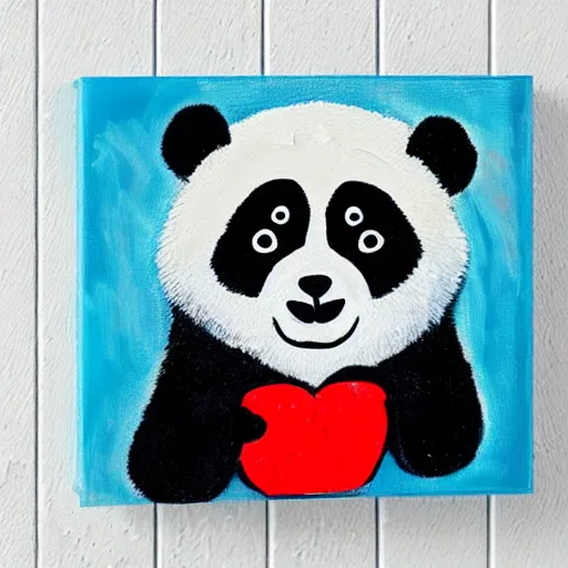 Image similar to beautiful and adorable and cute acrylic! impasto! painting of a sad, crying panda bear on a playground swing