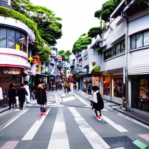 Image similar to harajuku street, studio Ghibli