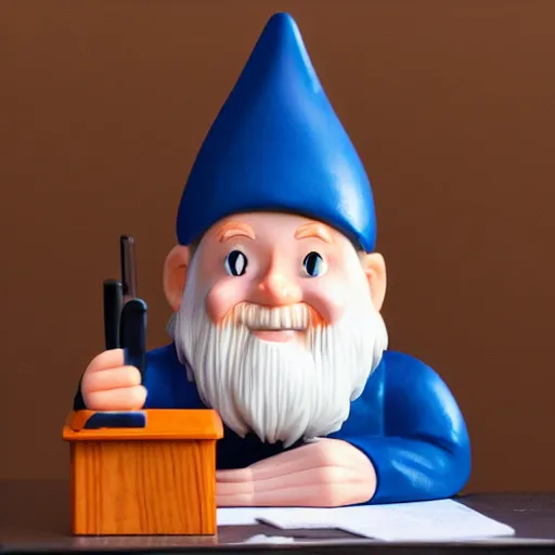 Image similar to a young gnome office worker, dramatic lighting detailed photo portrait