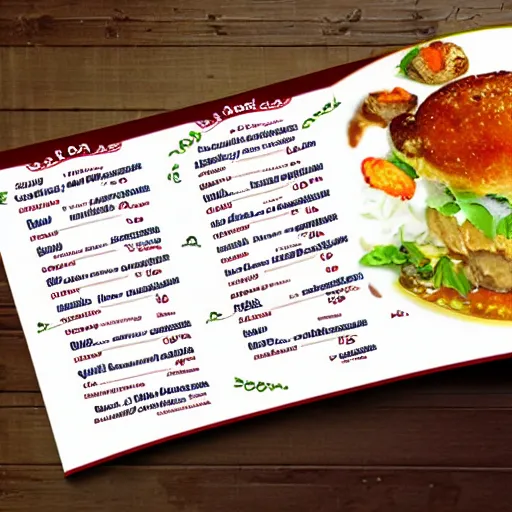 Image similar to gourmet restaurant menu listing