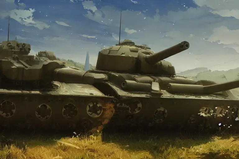 Prompt: a church built on top of a tank. in an open field. key visual, conceptart, ambient lighting, highly detailed, digital painting, artstation, concept art, sharp focus, by makoto shinkai and akihiko yoshida and greg manchess
