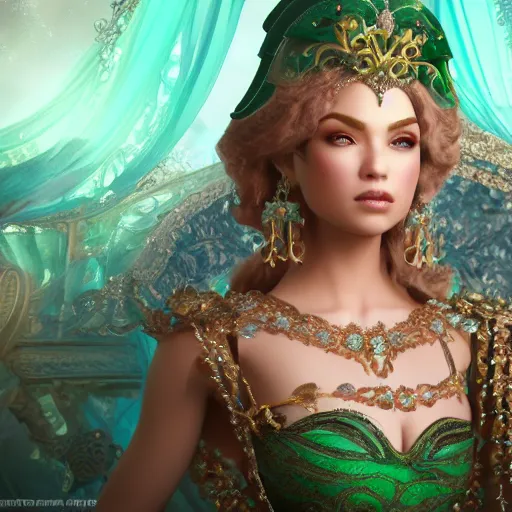 Image similar to wonderful princess of emerald with fair skin, ornate 8 k gorgeous intricate detailed, accent lighting, dramatic light, octane render