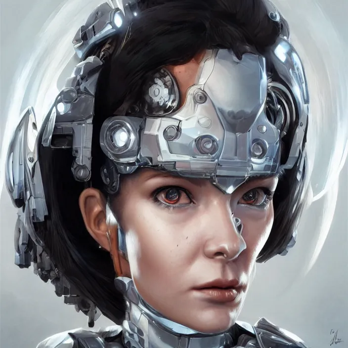 Prompt: cyborg bjork, portrait, symmetrical, highly detailed, digital painting, trending on artstation, concept art, sharp focus, illustration, art by artgerm and greg rutkowski and magali villeneuv