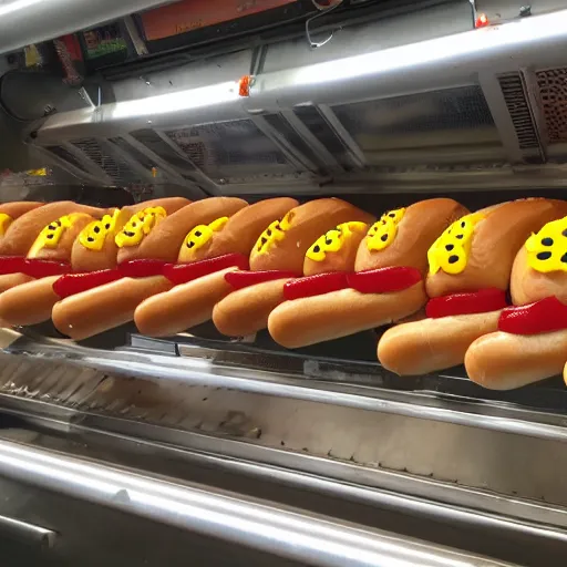 Image similar to hotdog aliens running the bun factory