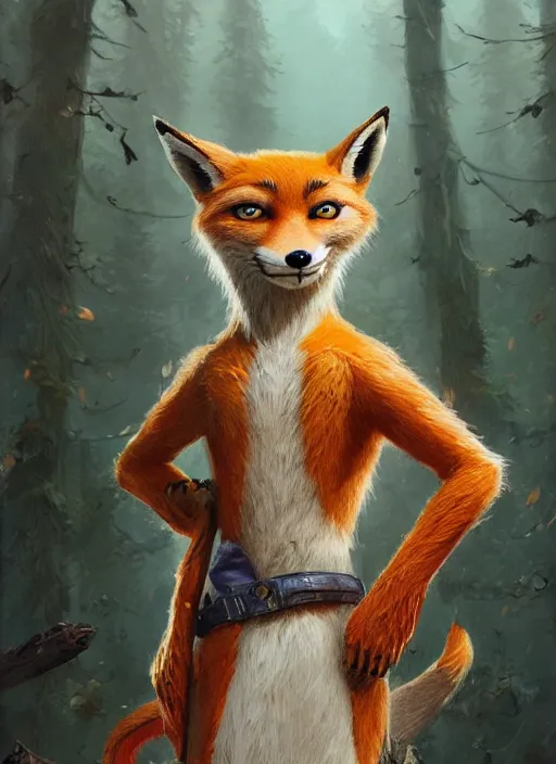 Image similar to highly detailed portrait fantastic mr fox stephen bliss unreal engine fantasy art by greg rutkowski loish rhads ferdinand