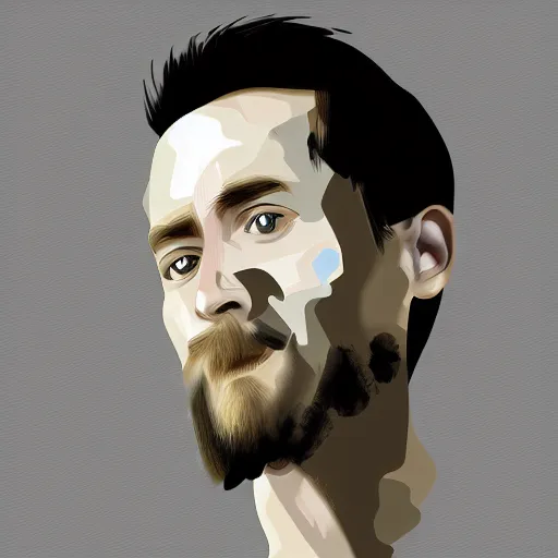 Image similar to simplistic digital art portrait. bold large brushstrokes, minimal design, photoshop brush