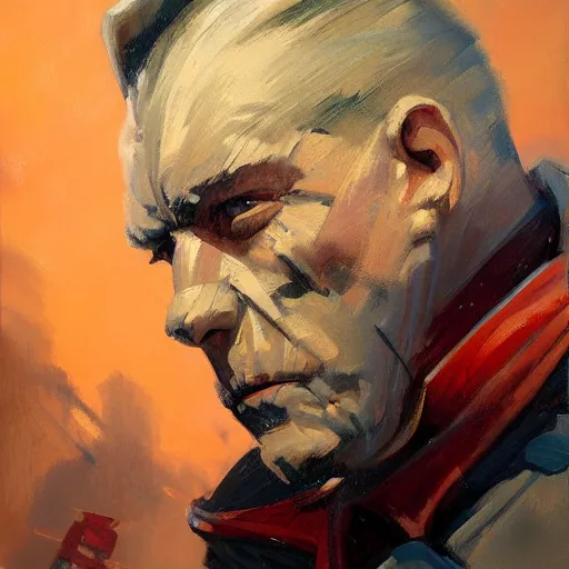 Image similar to greg manchess portrait painting of a soviet russian nuclear supersoldier, medium shot, asymmetrical, profile picture, organic painting, sunny day, matte painting, bold shapes, hard edges, street art, trending on artstation, by huang guangjian, gil elvgren, ruan jia, randy vargas, greg rutkowski