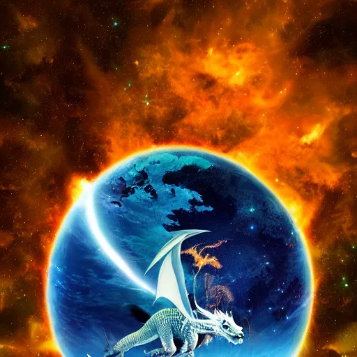 Image similar to photo of dragon in space