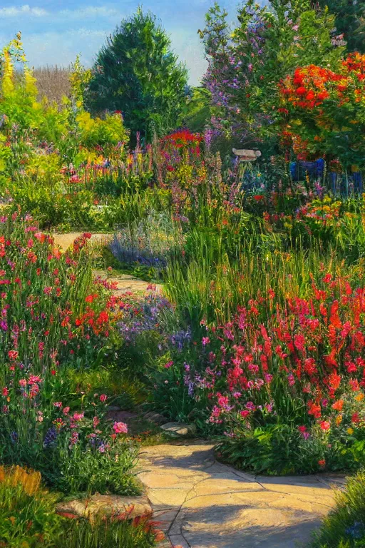 Prompt: mcgovern centennial gardens, oil on canvas, intricate, landscape, 8 k highly professionally detailed, hdr, cgsociety