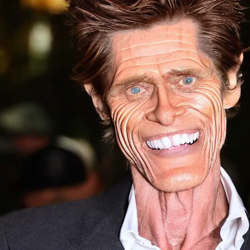 Image similar to fowl willem dafoe with a fowl body,