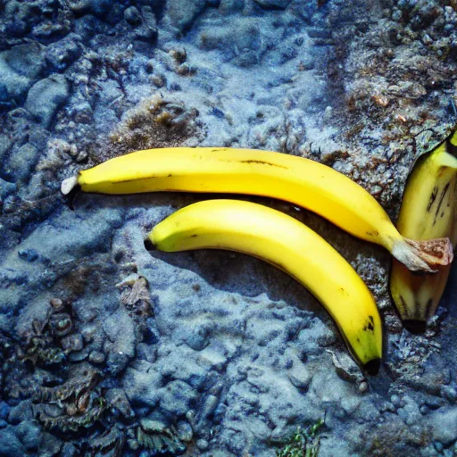 Prompt: Fish eats banana photo