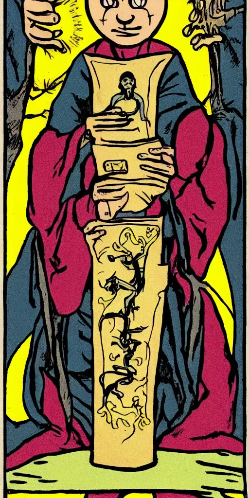 Prompt: the fool tarot illustrated in the style of Charles Burns
