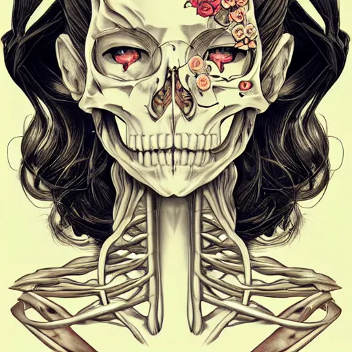 Image similar to anime manga skull portrait young woman skeleton, intricate, elegant, highly detailed, digital art, ffffound, art by JC Leyendecker and sachin teng