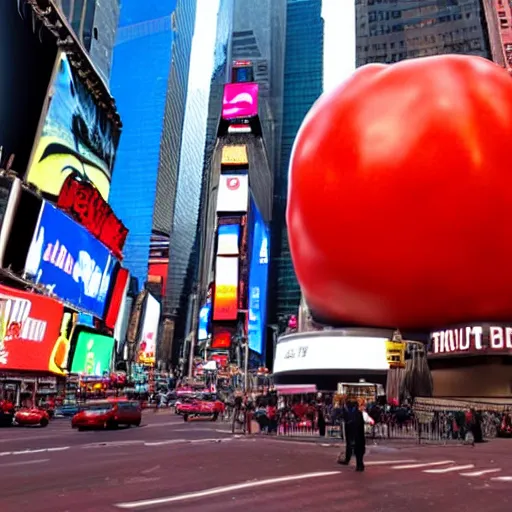 Image similar to a giant tomato on times square