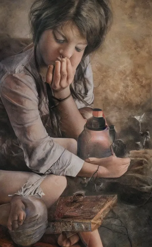 Prompt: a beautiful engaging photorealistic painting that tells a story.