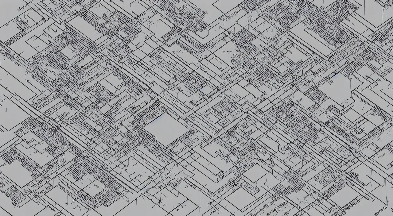 Image similar to exploded axon schematic drawinf of a typical city block, in vector drawing style of peter eisenman