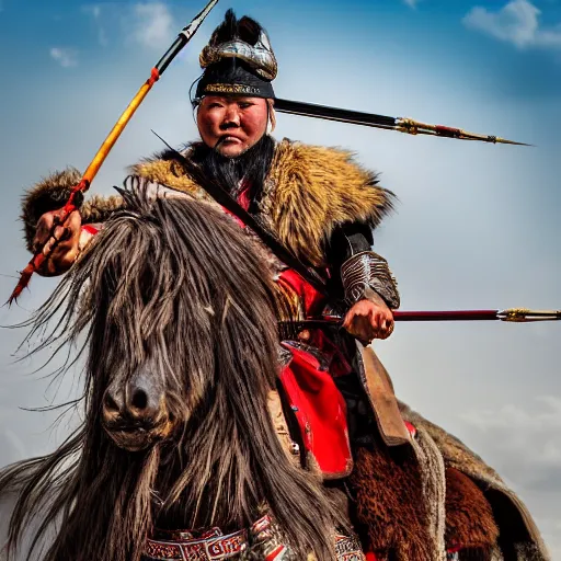 Prompt: mongolian warrior from ancient lands of taran shooting arrows from his horse, highly detailed, ultrawide lens, photography award of the year 2 0 2 0