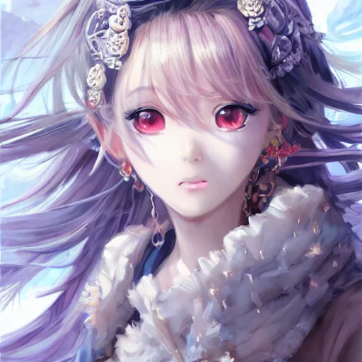 Image similar to dynamic composition, motion, ultra-detailed, incredibly detailed, a lot of details, amazing fine details and brush strokes, colorful and grayish palette, smooth, HD semirealistic anime CG concept art digital painting, watercolor oil painting of a young C-Pop idol girl, by a Chinese artist at ArtStation, by Huang Guangjian, Fenghua Zhong, Ruan Jia, Xin Jin and Wei Chang. Realistic artwork of a Chinese videogame, gradients, gentle an harmonic grayish colors.