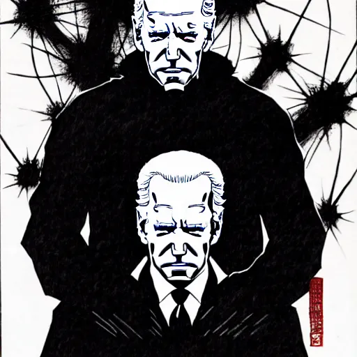 Image similar to Joe Biden looking sinister, by Tsutomu Nihei, highly detailed