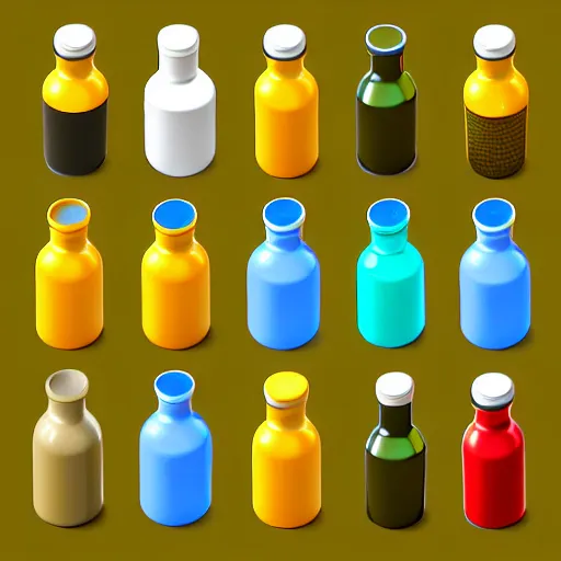 Prompt: an old bottle isometric 3 d icons for mobile game, 8 k resolution, gamedesign, octane render, blender 3 d