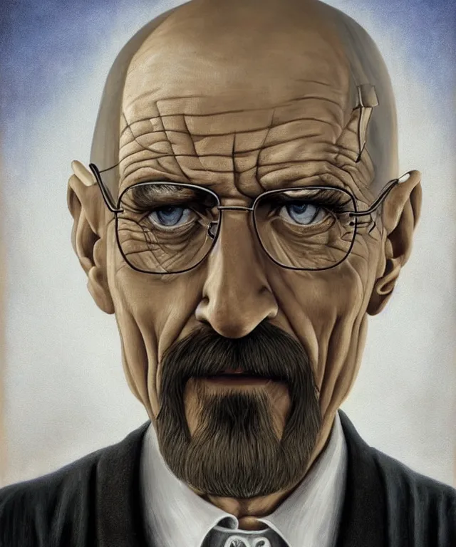 Image similar to portrait of Saruman as Walter White in Breaking Bad, lowbrow painting by Mark Ryden