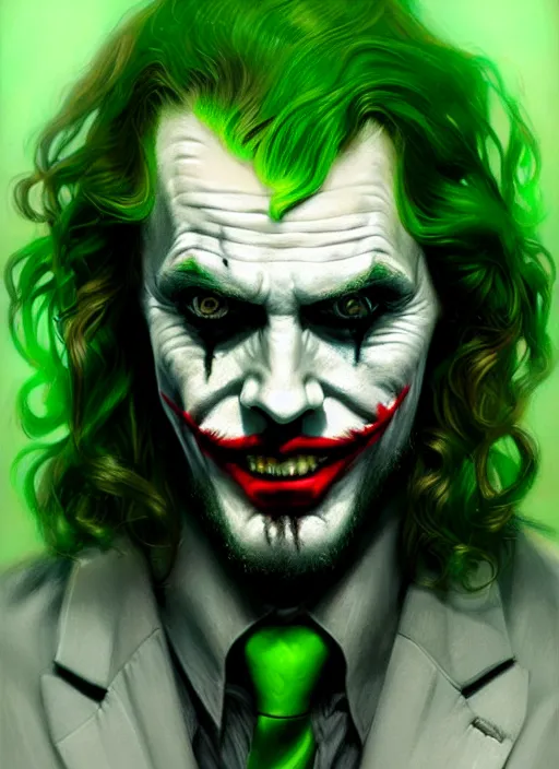 portrait of jesus christ as the joker, green hair, | Stable Diffusion ...