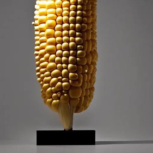 Image similar to modern art, abstract sculpture, corn, moma, studio light, 8 k