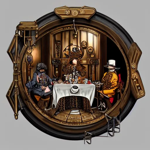 Image similar to Steampunk last supper