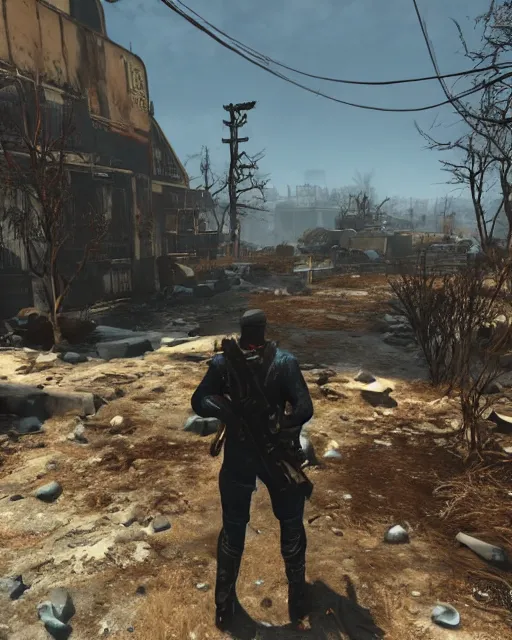 Prompt: Trump in Fallout 4, gameplay screenshot, close shot