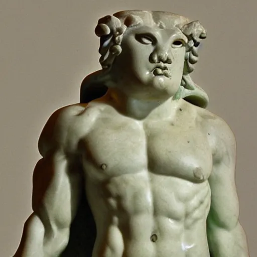 Image similar to greek statue of a buff frog