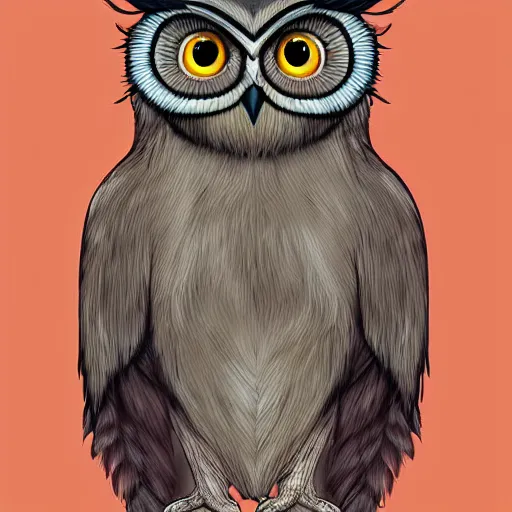Prompt: a furry owl, digital art by ninxeas