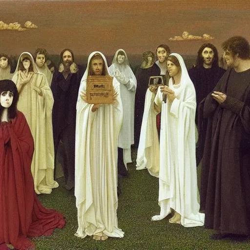 Image similar to Surely some revelation is at hand, surely the Second Coming is at hand, painted by Fernand Khnopff